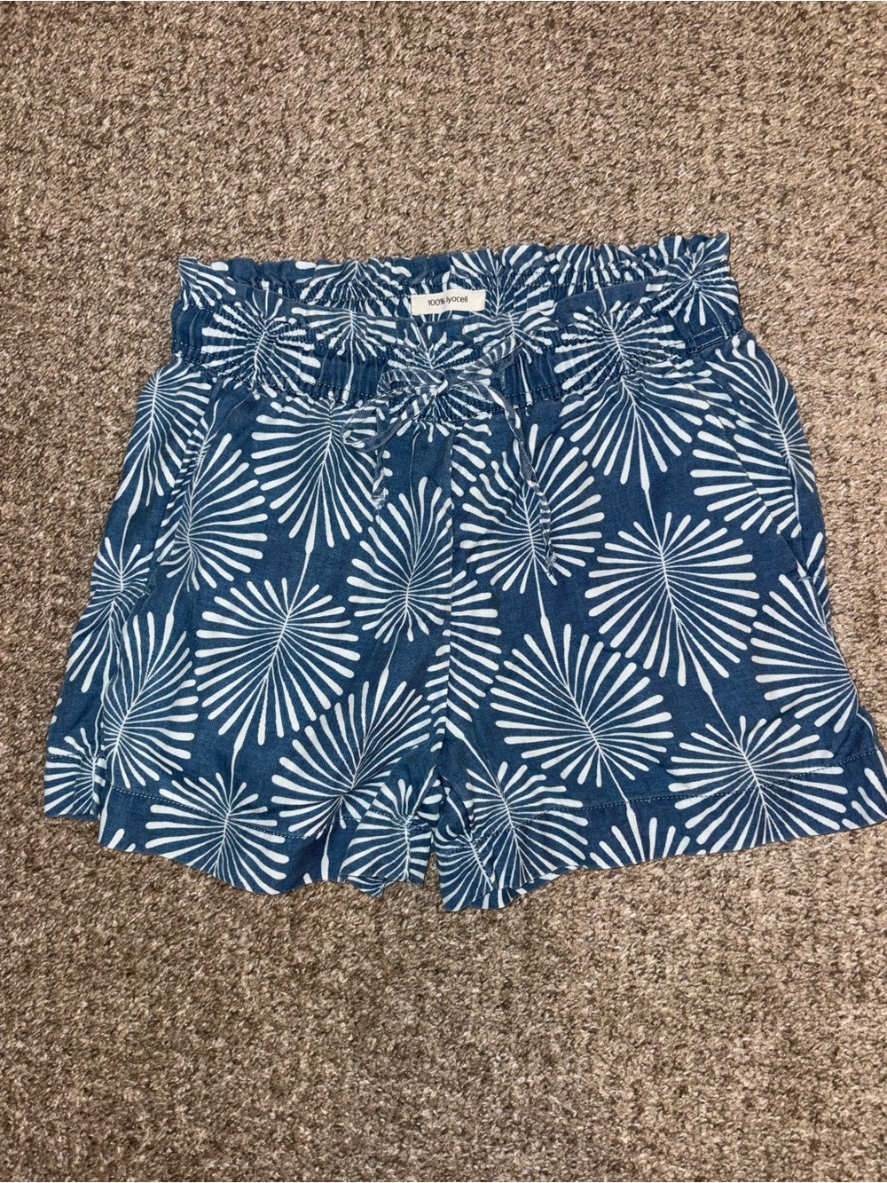 Joie Navy and White High-Waist Floral Burst Shorts